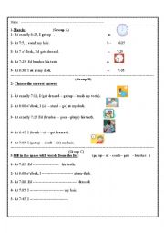 English Worksheet: time and daily activities