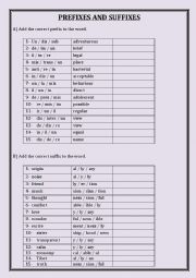 Prefixes and Suffixes