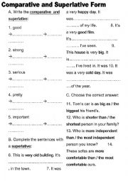 English Worksheet: Comparatives and Superlatives