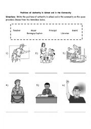 English Worksheet: Authorities in the Community