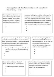 English Worksheet: Using shall to make suggestions (part 2)