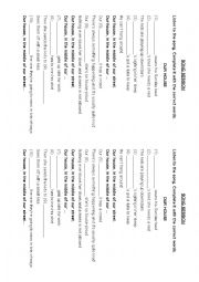 English Worksheet: family song