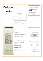 English Worksheet: Past tense BE