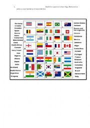 English Worksheet: Nationalities and Flags