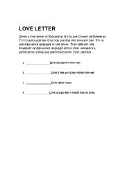 English Worksheet: Cyrano Love Letter using figurative language