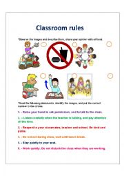 English Worksheet: Classroom Rules 