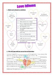 English Worksheet: Love Idioms