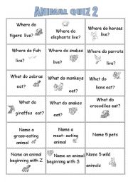English Worksheet: Animal Quiz 2