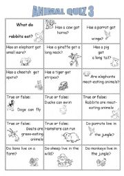 English Worksheet: Animal Quiz 3
