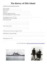 English Worksheet: The history of Ellis Island