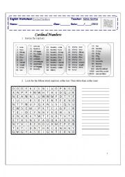 English Worksheet: Numbers