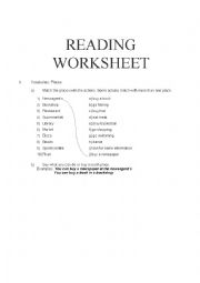 Reading worksheet