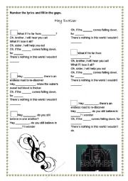 English Worksheet: Hey Brother - Song worksheet