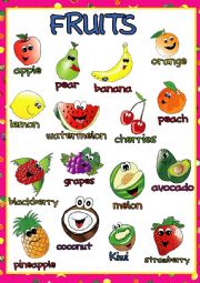 English Worksheet: Fruits POSTER