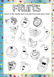 Fruits - Worksheet (Pre-school)