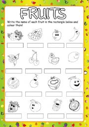 English Worksheet: Fruits - Worksheet (Elementary)