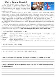 English Worksheet: What is Cultural Diversity - Simple Present