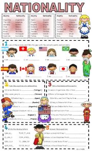 English Worksheet: nationality