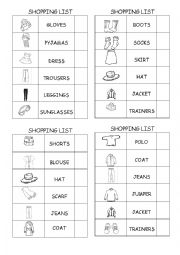 English Worksheet: Clothes shopping list 3
