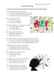 English Worksheet: Passive Voice Songs