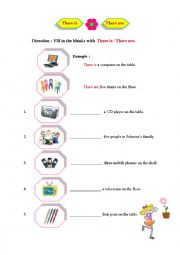 English Worksheet: There is /  There are