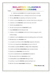 English Worksheet: RELATIVE CLAUSES