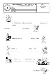English Worksheet: Test about Ocuppations, use of is and are, weather