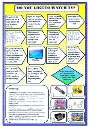 English Worksheet: Do you like to watch TV? - Speaking