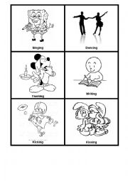 English Worksheet: Present Continuous Game: Mime