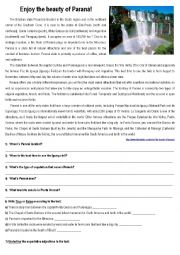 English Worksheet: Enjoy the beauty of Parana! (Brazil) 