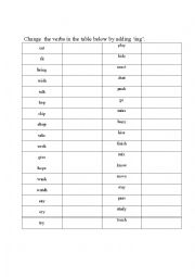 English Worksheet: Present Continuous Tense Verb+ ing