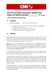 English Worksheet: CNN reports: Are hovercrafts and giant wheels the future of North Korean architecture?
