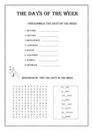 English Worksheet: Days of the week