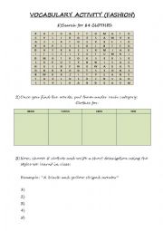 Vocabulary activity. Fashion (clothes & styles)