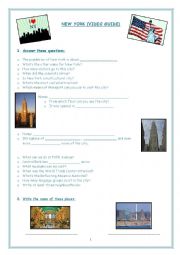 English Worksheet: Video about New York