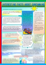 English Worksheet: Interesting facts about suntanning-Reading+Speaking+Vocabulary