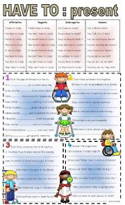 English Worksheet: have to -present