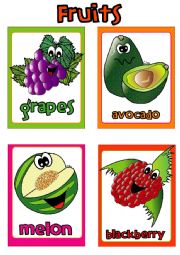 English Worksheet: Fruit FLASHCARDS (4-4)