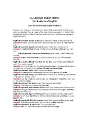 English Worksheet: Common English Idioms