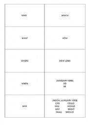 English Worksheet: Page full of Question words for playing games