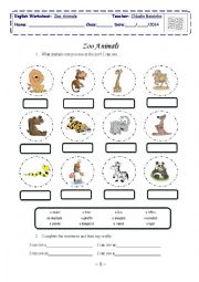 English Worksheet: ZooAnimals