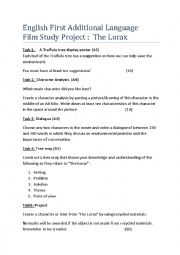 English Worksheet: Film study: The Lorax