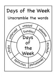 English Worksheet: Days of week 2