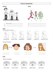 English Worksheet: Physical description VOCABULARY