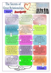 English Worksheet: Boardgame: The Secrets of Great Relationships 