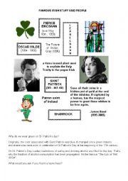 English Worksheet: Famous Irish People and Stuff