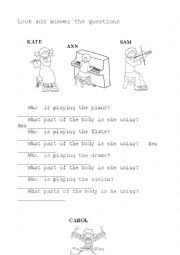 English Worksheet: use what and who