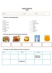 English Worksheet: English Test Food and drinks