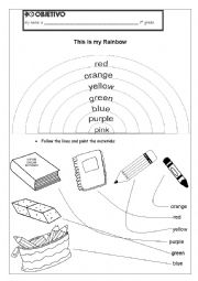 English Worksheet: Colors and School Material