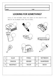 English Worksheet: School Supplies 